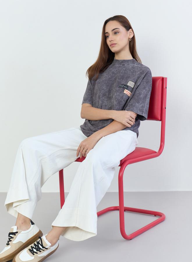 Styli Women Cut and Sew Panel Wide Leg Jeans - Image 1